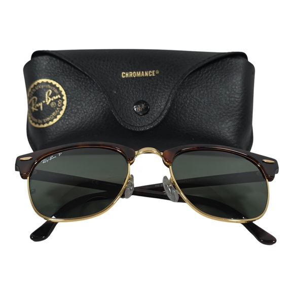 Ray-Ban Clubmaster RB3016 990/58 Polarized 51-21 Havana Gold Made in Italy - Picture 1 of 7